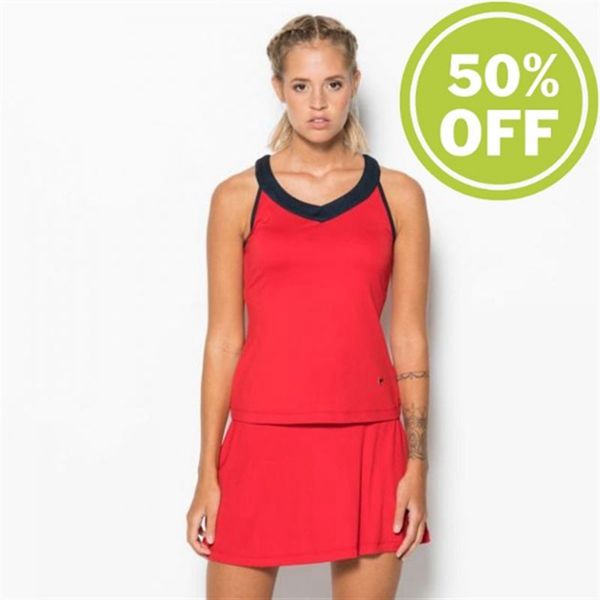 Camisas Fila Mulher Vermelhas/Azul Marinho - Fila Tanktop Tilda Sporty Tennis Top With The V-Neck Lo